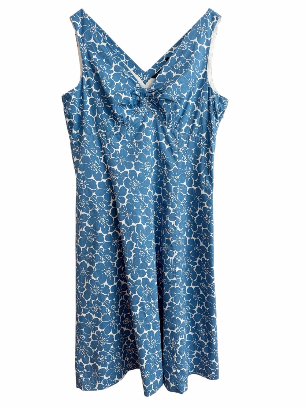 Boden Blue Hawaiian Floral V-Neck Sleeveless Cotton Dress 16